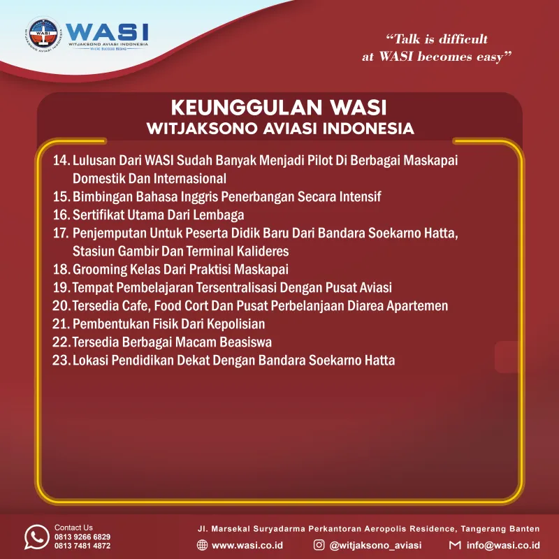 Beasiswa WASI ( Witjaksono Aviasi Indonesia ) – Best Place To Learn ...